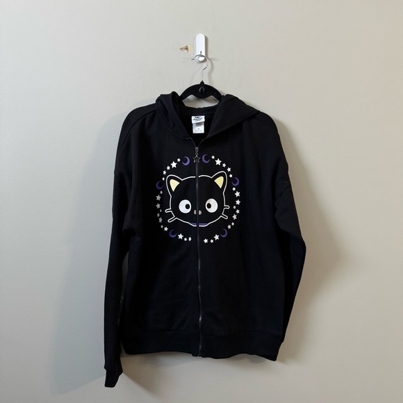 Sanrio Chococat Celestial Black Cat Ears Moon Stars Zip Up Hoodie Size 2X💜 - Picture 2 of 6